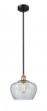 Innovations Lighting 616-1S-BAB-G92-L - Fenton - 1 Light - 11 inch - Black Antique Brass - Cord hung - Mini Pendant