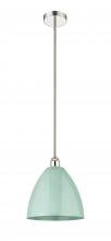 Innovations Lighting 616-1S-PN-MBD-12-SF-LED - Plymouth - 1 Light - 12 inch - Polished Nickel - Cord hung - Mini Pendant