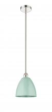 Innovations Lighting 616-1S-PN-MBD-9-SF-LED - Plymouth - 1 Light - 9 inch - Polished Nickel - Cord hung - Mini Pendant