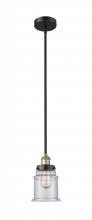 Innovations Lighting 616-1SH-BAB-G184 - Canton - 1 Light - 6 inch - Black Antique Brass - Cord hung - Mini Pendant