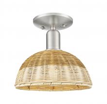 Innovations Lighting 716-1C-SN-NBD2-9-NAT - Natural Ballston Dome - 1 Light - 6 inch - Brushed Satin Nickel - Semi-Flush Mount