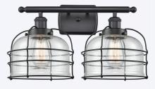 Innovations Lighting 916-2W-BK-G74-CE - Bell Cage - 2 Light - 16 inch - Matte Black - Bath Vanity Light