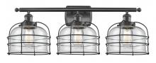 Innovations Lighting 916-3W-BK-G72-CE - Bell Cage - 3 Light - 26 inch - Matte Black - Bath Vanity Light
