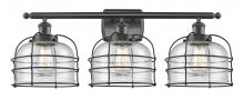 Innovations Lighting 916-3W-BK-G74-CE - Bell Cage - 3 Light - 26 inch - Matte Black - Bath Vanity Light