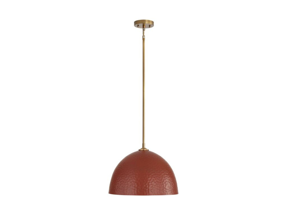 Shepard Large Pendant in Modern Brass with Russet Clay