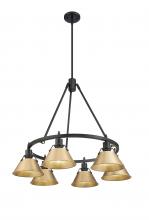 Golden 3306-6 BLK-BCB - Orwell 6-Light Chandelier in Matte Black with Brushed Champagne Bronze