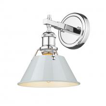 Golden 3306-BA1 CH-DB - Orwell 1-Light Bath Vanity in Chrome with Dusky Blue
