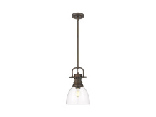 Golden 3604-S RBZ-CLR - Duncan Small Pendant with Rod in Rubbed Bronze with Clear Glass