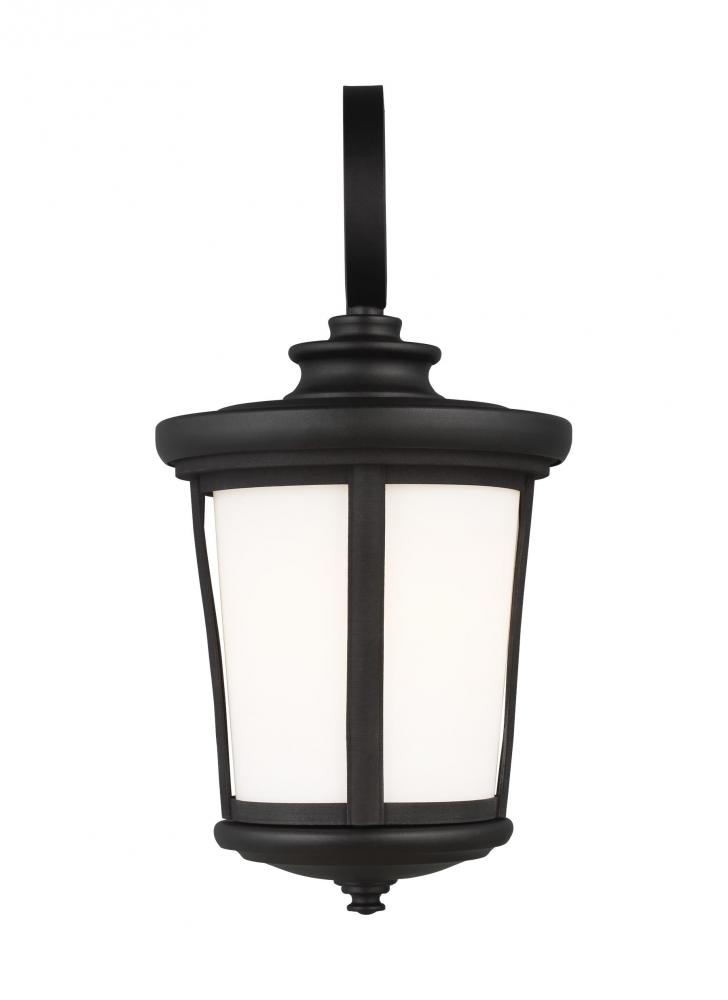 Eddington modern 1-light LED outdoor exterior medium wall lantern sconce in black finish with cased