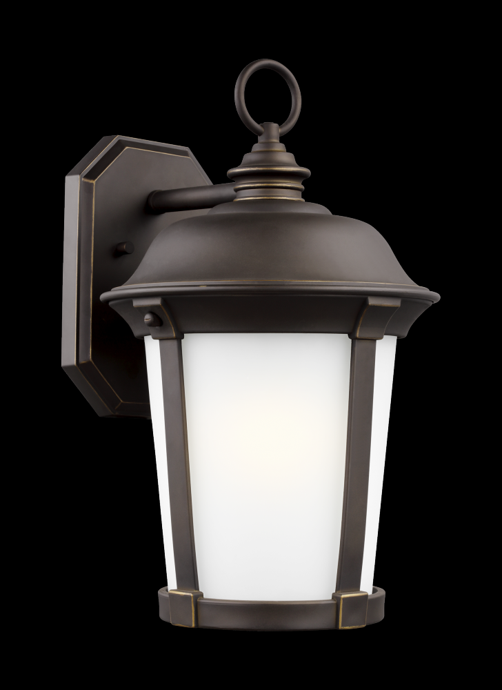 Calder traditional 1-light LED outdoor exterior large wall lantern sconce in antique bronze finish w