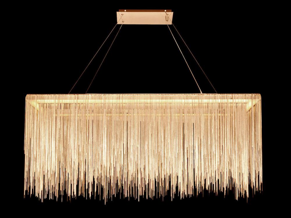 Fountain Ave. Gold Jewelry Rectangle Hanging Chandelier