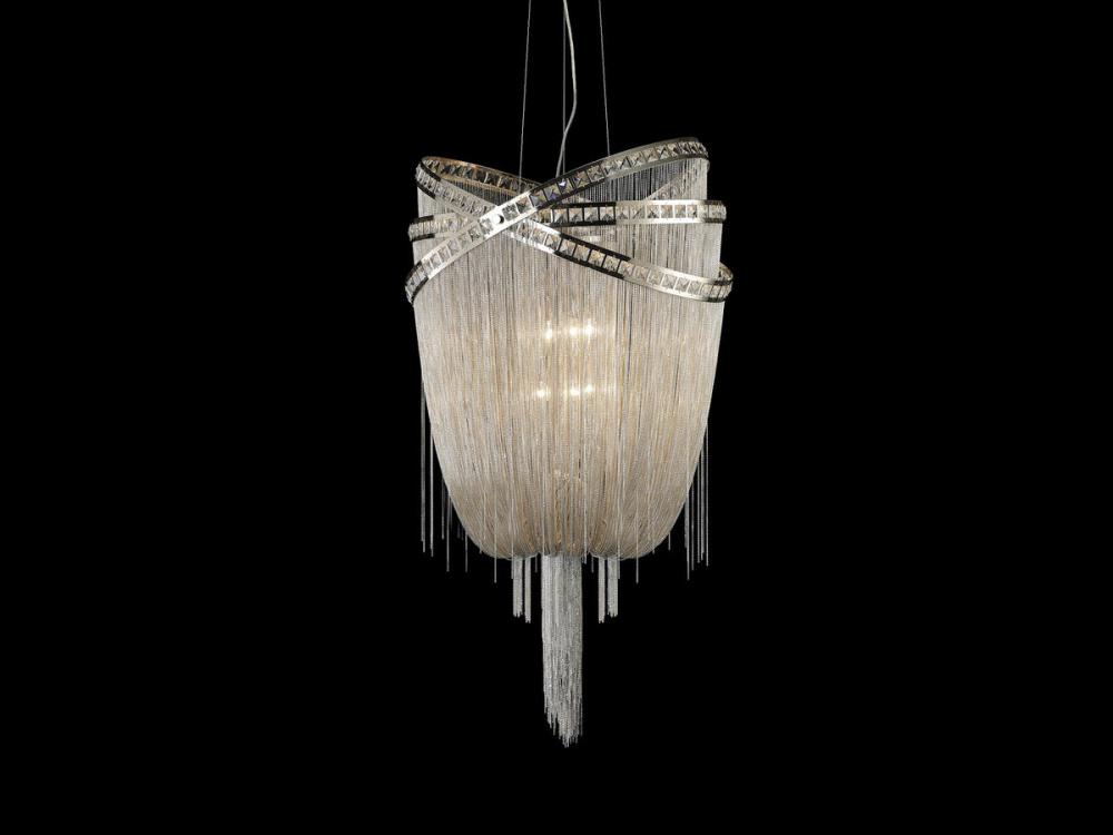 Wilshire Blvd. Nickel Finish Steel Chain Foyear Hanging Fixture
