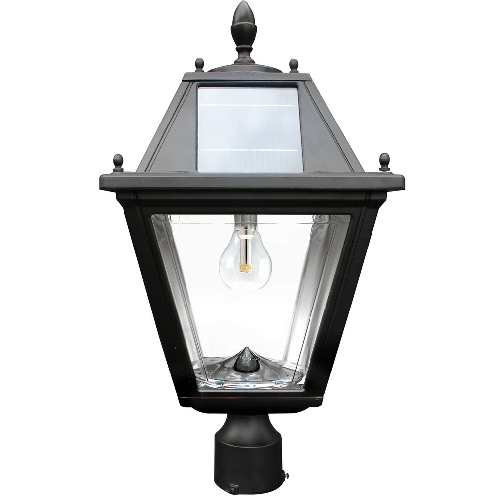 Regal Solar Lamp with GS Solar LED Light Bulb - 3 Inch Fitter Mount - Black Finish