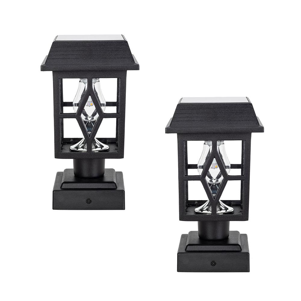 Luna II Solar Post Cap/Pier Mount Light – Black 2 PK