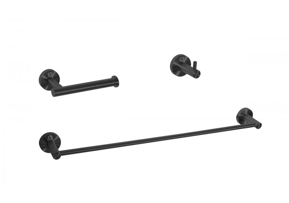 Bathroom hardware set 24"x2.8"+6.2"x3.5"+2.6"x1.6" matte black