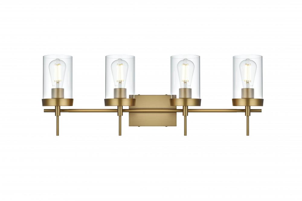 Wall sconce W31.7"x E5.8" x H11.3"L4 Satin Gold frame with Clear glass
