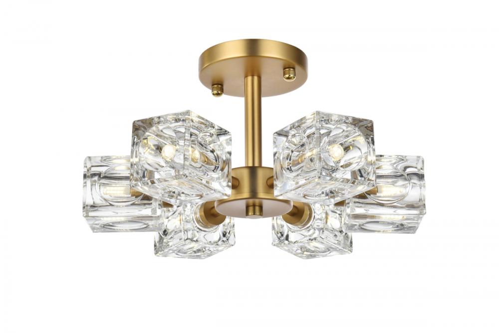 Lyra Flush Mount D14" H7" L6 Satin Gold