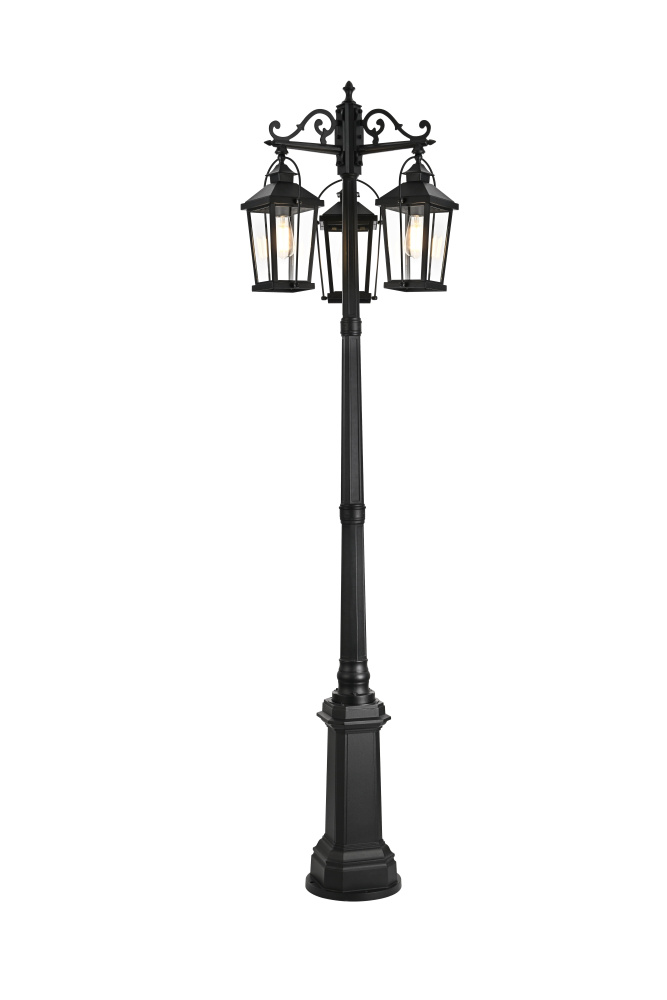 Pole Light D23"xH83.5" Lt3/E26/60W Black