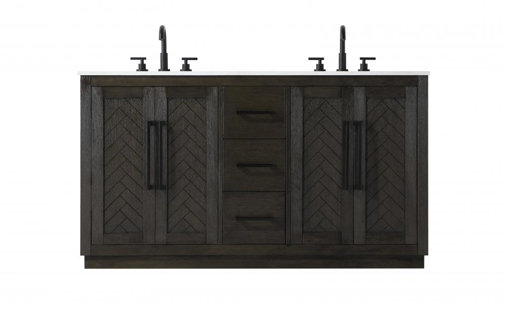 Vanity Cabinet 4Dr 3Dw W60"xD21.5"xH34" Chocolate Oak