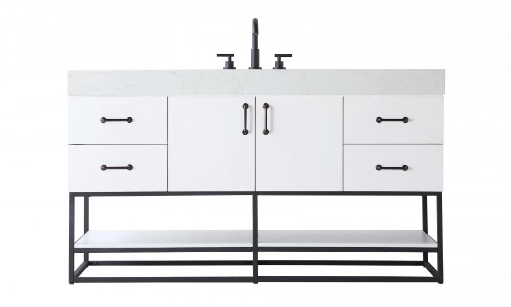 Vanity Cabinet 2Dr 4Dw 60x21.5x34 White
