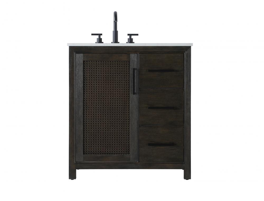 Vanity Cabinet 1Dr 3Dw 32x21.5x35 Chocolate Oak