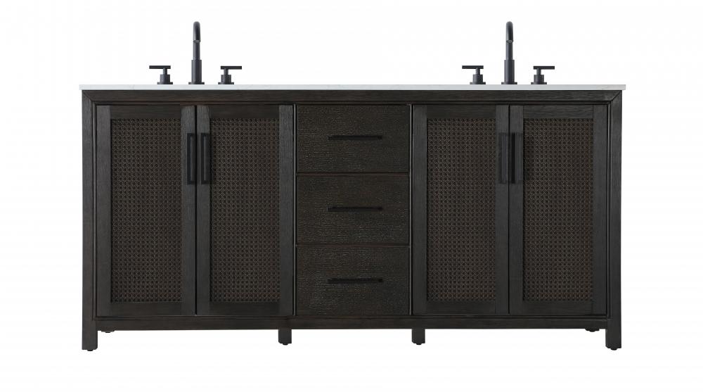 Vanity Cabinet 4Dr 3Dw 72x21.5x35 Chocolate Oak