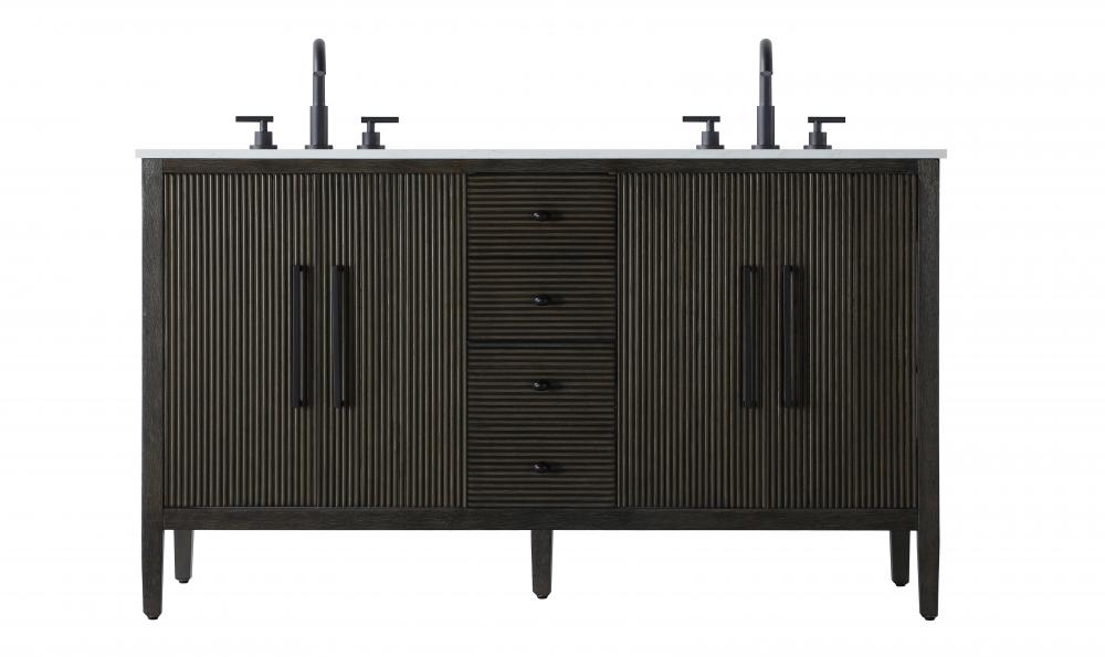 Vanity Cabinet 4Dr 3Dw 60x21.5x35 Chocolate Oak