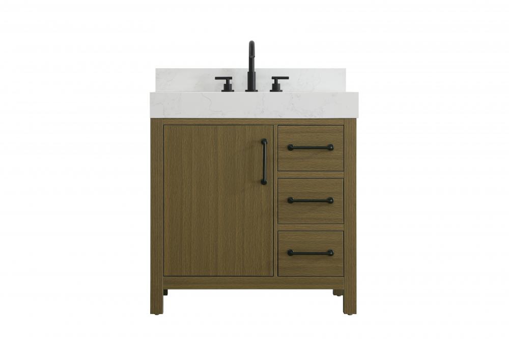 Vanity Cabinet 1DR 3DW 32"W x 22"D x 34"H Chestnut Brownw/BS