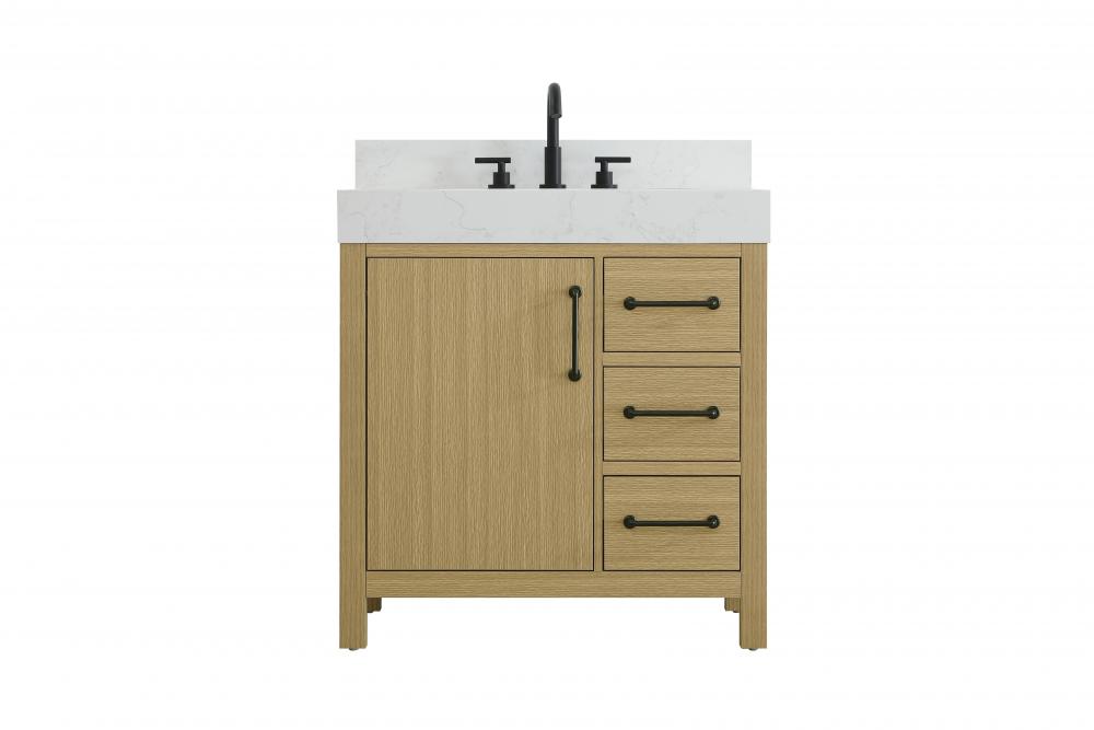 Vanity Cabinet 1DR 3DW 32"W x 22"D x 34"H Honey Brownw/BS