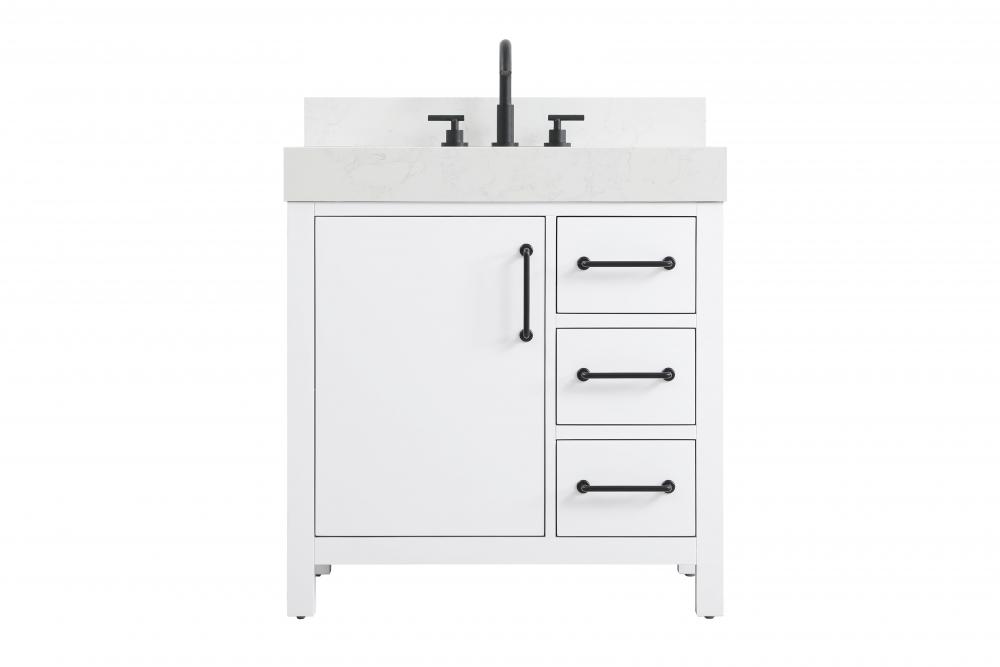 Vanity Cabinet 1DR 3DW 32"W x 22"D x 34"H Whitew/BS