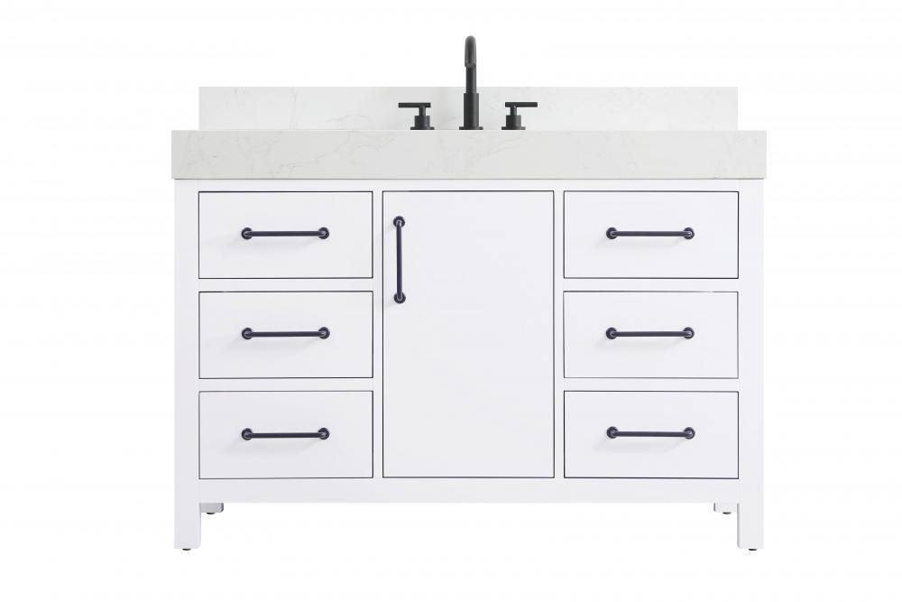 48 inch Single Bathroom Vanity In White with backsplash