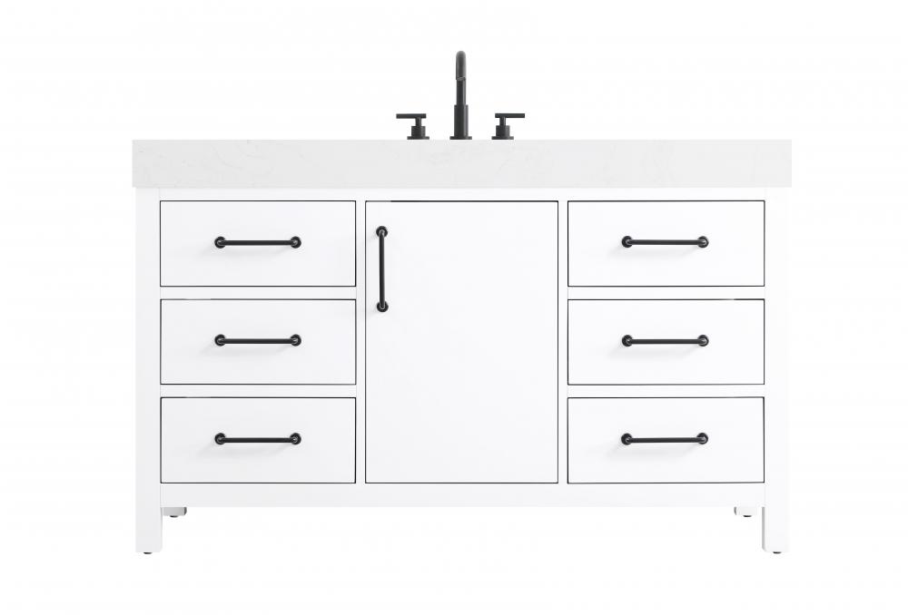 Vanity Cabinet 1DR 6DW 54"W x 22"D x 34"H White