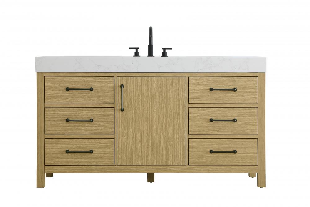 Vanity Cabinet 1DR 6DW 60"W x 22"D x 34"H Honey Brown