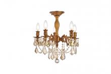 Elegant 9205F18FG-GT/RC - Rosalia 5 Light French Gold Flush Mount Golden Teak (Smoky) Royal Cut Crystal