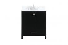Elegant VF18830BK-BS - 30 inch Single bathroom vanity in black with backsplash