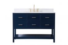 Elegant VF19048BL-BS - 48 inch Single bathroom vanity in blue with backsplash