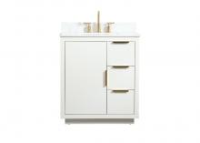 Elegant VF19430WH-BS - 30 inch Single bathroom vanity in white with backsplash
