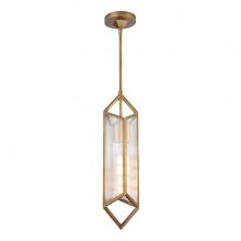 Alora Lighting PD332119VBCR - Cairo 19-in Ribbed Glass/Vintage Brass 1 Light Pendant
