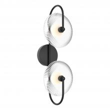 Alora Lighting WV417802MBCR - Hera 26-in Matte Black/Clear Ribbed Glass LED Wall/Vanity