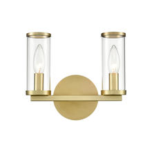 Alora Lighting WV309022NBCG - Revolve Clear Glass/Natural Brass 2 Lights Wall/Vanity