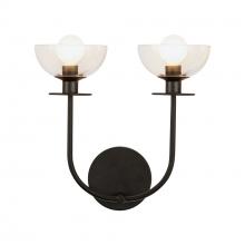 Alora Lighting WV515212MBCL - Sylvia 12-in Matte Black/Clear Glass 2 Lights Wall Vanity