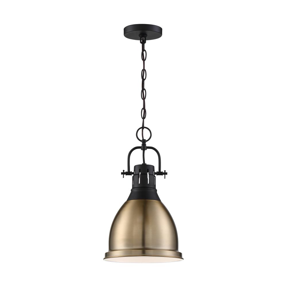 Watson - 1 Light Pendant - Matte Black and Burnished Brass Finish