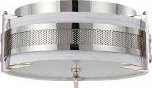 Nuvo 60/4446 - Diesel - 3 Light Medium Flush with Slate Gray Fabric Shade - Polished Nickel Finish