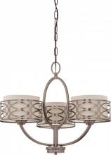 Nuvo 60/4724 - Harlow - 3 Light Chandelier with Khaki Fabric Shades - Hazel Bronze Finish