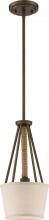 Nuvo 60/5898 - Seneca - 1 Light 8'' Mini Pendant with Beige Linen Fabric Shade - Aged Bronze Finish with