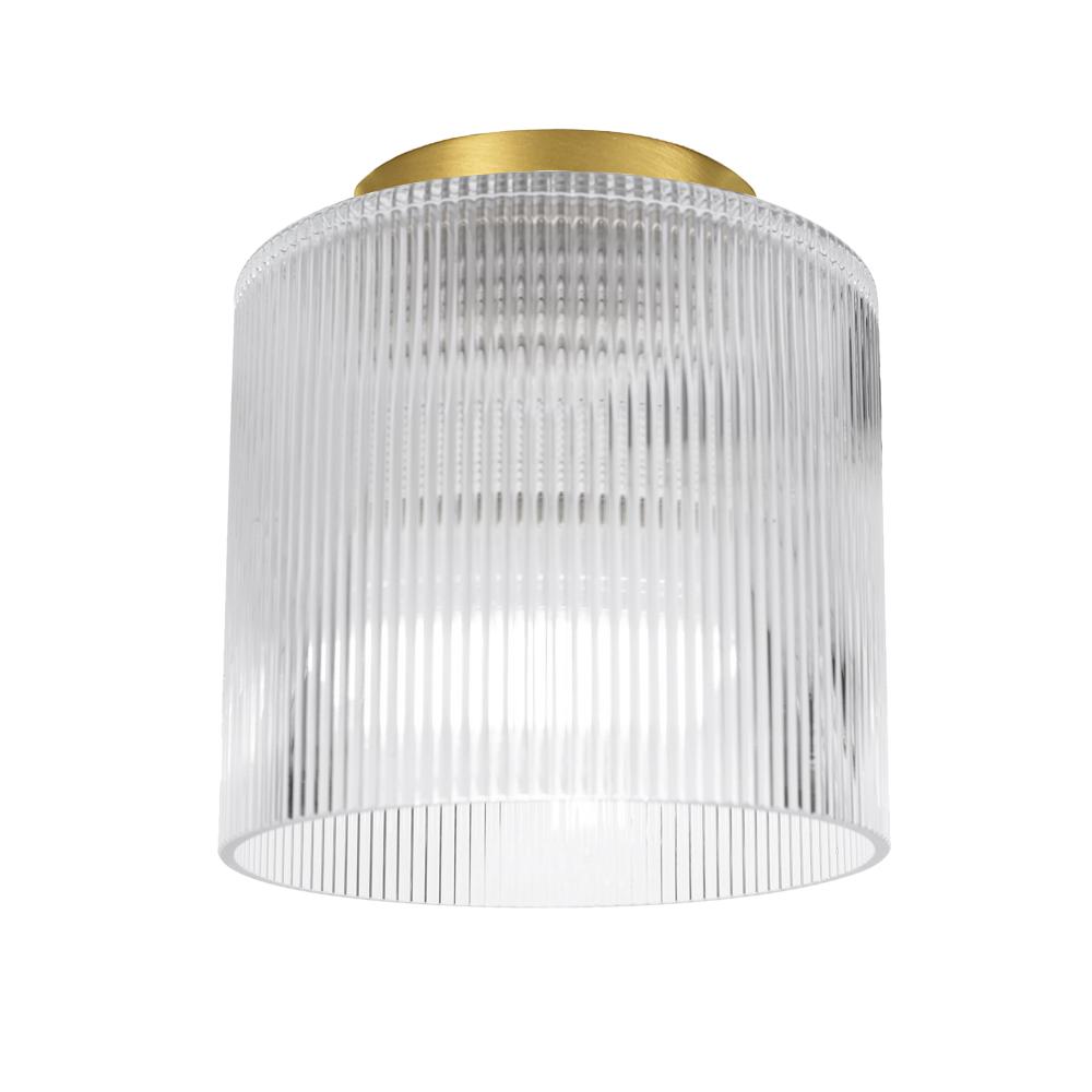 1 Light Flush Mount in Aged Brass w/ Fluted Glass