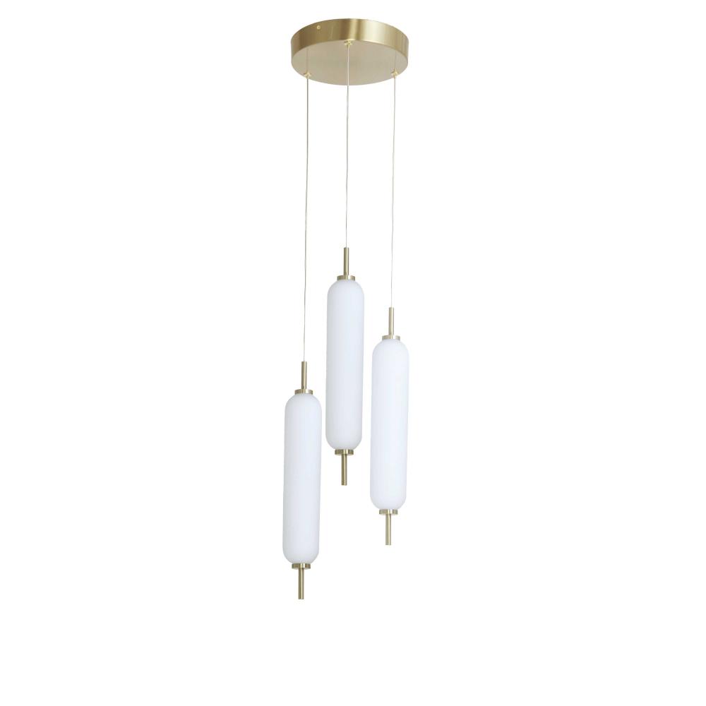 30W Aged Brass Multi Light Pendant w/ White Opal Glass