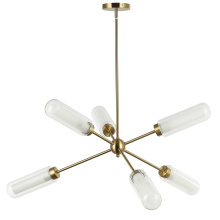 Dainolite BBA-406C-AGB - 6 Light Aged Brass Chandelier w/ Clear Fluted & Frosted Glass