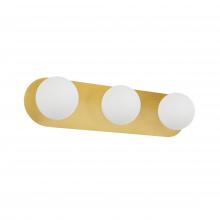 Dainolite BUR-3W-AGB-WH - 3 Light Vanity in Aged Brass w/ White Opal Glass