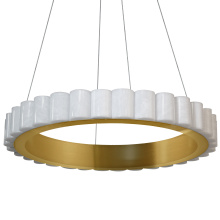 Dainolite CLS-2430LEDC-AGB - 30W Aged Brass Chandelier w/ Faux Alabaster Acrylic